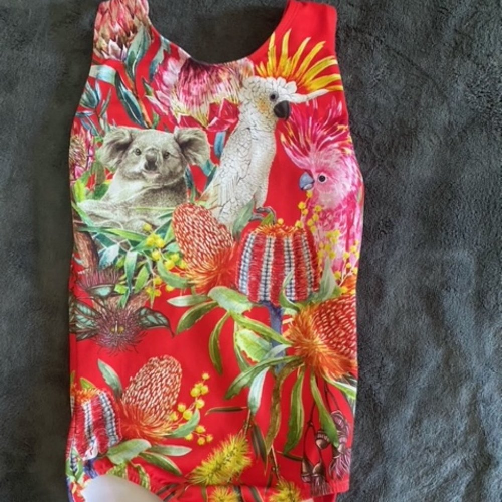 Sylvia P Red Leotard Aussie print!